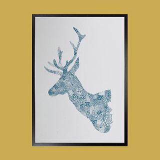 doodle deer original screen print large by orwell and goode
