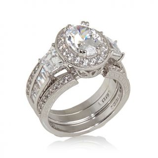 Xavier 3.95ct Absolute™ Oval and Pavé Ring and Guard Set