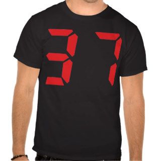37 thirty seven red alarm clock digital number t shirt