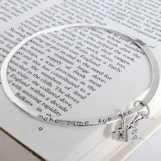 'make time for tea' silver bangle by shere design