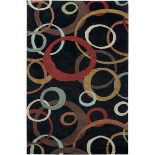 Hand knotted Multicolored Ashland Geometric Circles Wool Rug (8 X 11)