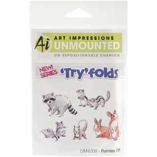 Art Impressions Tryfolds Cling Rubber Stamp furries Tf