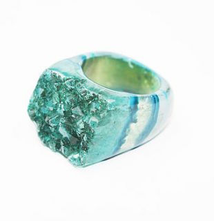 hand carved quartz moss crystal ring by decadorn