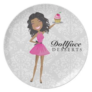 311 Dollface Desserts Hot Pink Ebonie Damask Plate