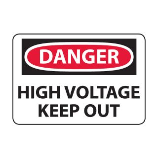 Osha Compliance Danger Sign   Danger (High Voltage Keep Out)   High Impact Plastic