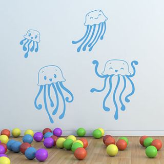 child's jellyfish wall sticker set by oakdene designs