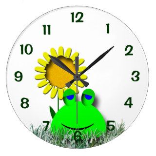 Frog with Sunflower Clocks