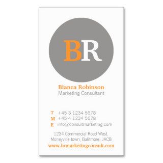 Orange, grey & white glass circle business card
