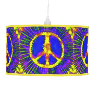 Psychedelic Colorful Peace Sign Abstract Art Hanging Lamp