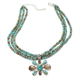 Jay King Turquoise and Smoky Quartz with 18" Turquoise Bead Necklace