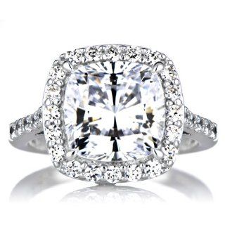 6ct CZ Halo Cushion Cut Engagement Ring Emitations Jewelry