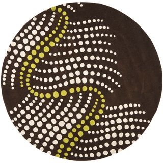 Handmade Soho Waves Brown New Zealand Wool Rug (8' Round) Safavieh Round/Oval/Square