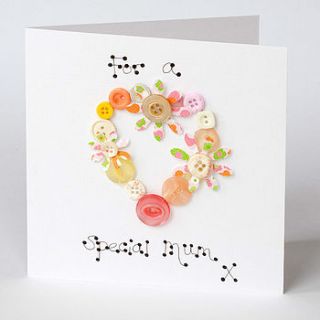 handmade button mother's day card by kitty's