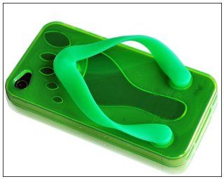 Cute Shoe Slipper TPU Case Cover for Apple iPhone 4 4G AT&T Green Cell Phones & Accessories