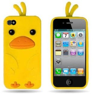 Wireless Central WCC396 Soft Silicone Skin Cover Case With Funky Duck Shape Design for 4 4S Apple Iphone   Yellow Cell Phones & Accessories
