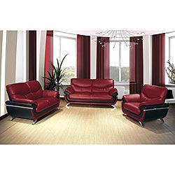 European Alicia Red/ Black 3 piece Modern Sofa Set