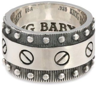 King Baby "Industrial Romance" Men's Flat Screw Ring, Size 12 Jewelry