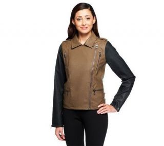 Nicole Richie Collection Asymmetric Zip Faux Leather Moto Jacket —