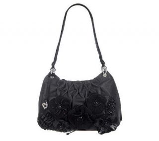 Brighton Anthea Hobo Bag with Leather Flower Embellishment —