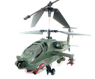 Syma S023G 3.5 CH Large AH 64 Apache Military Gyro Helicopter   15 Inches Toys & Games