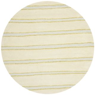 Martha Stewart Chalk Stripe Wheat Beige Wool/ Viscose Rug (6 Round)