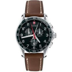 Swiss Army Men's Chrono Classic XLS Black Dial/Brown Leather Strap Watch Victorinox Swiss Army Men's Swiss Army Watches