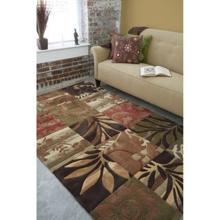 Hand tufted Green Transitional Floral Rug (5 X 8)