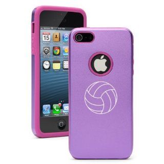 Apple iPhone 5 5S Purple 5D2112 Aluminum & Silicone Case Cover Volleyball Cell Phones & Accessories