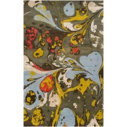 Hand tufted Contemporary Multi Colored Perro New Zealand Wool Abstract Rug (5 X 8)