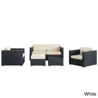 Malibu Collection 5 piece Wicker Rattan Outdoor Sectional Set With Cushions