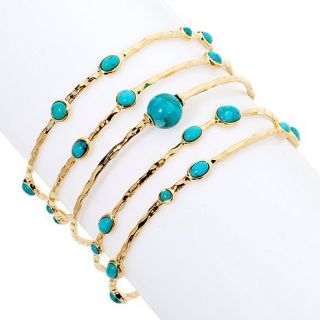 Bellezza "Vittoria" Turquoise Yellow Bronze Hammered Set of Five Bang