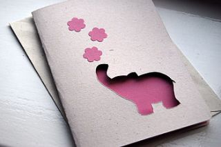 lovely flowers elephant   personalised, hand cut and recycled card by ruby wren designs