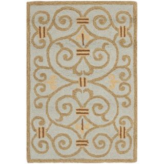 Hand hooked Chelsea Irongate Light Blue Wool Rug (18 X 26)