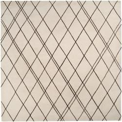 Hand tufted Contemporary Beige Beigea New Zealand Wool Abstract Rug (8 Square)