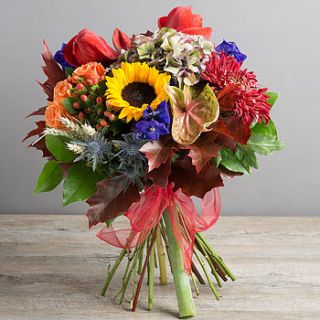 signature autumn shades flower bouquet by the flower studio