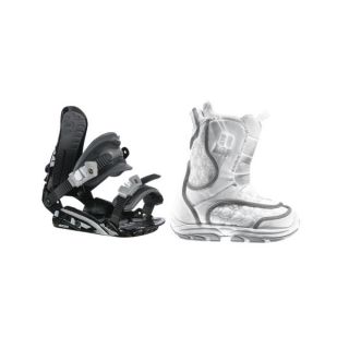 Burton Emerald Smalls Snowboard Boots White/Grey w/ Rossignol HC500 Bindings Black/Silver   Kids, Youth boot binding package 0659