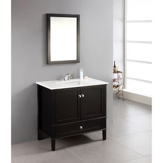 Wyndenhall Windham Black 36 inch Bath Vanity With 2 Doors, Bottom Drawer And White Quartz Marble Top Black Size Single Vanities