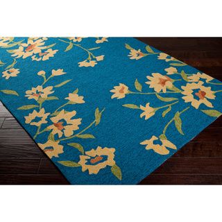 Paule Marrot Editions Hand hooked Blue Paprika Floral Indoor/outdoor Rug (5 X 8)