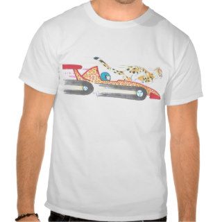 Cartoon Cheetah Cub Running a race vs a racing car T shirt