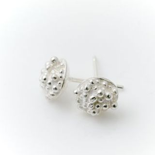 silver beaded stud earrings by alice robson jewellery