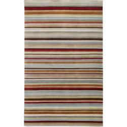 Contemporary Hand knotted Multicolored Eau Claire Stripe Wool Rug (2 X 3)