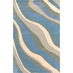Soft Hand tufted Hesiod Blue Wool Rug (8 X 10)