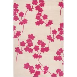 Jill Rosenwald Hand tufted Pink Reelan Floral Wool Rug (5 X 8)