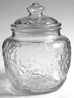 Princess House Crystal Fantasia Small Canister & Lid   Clear,Pressed Dinnerware,