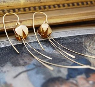 gold tropical flower earrings by otis jaxon silver and gold jewellery