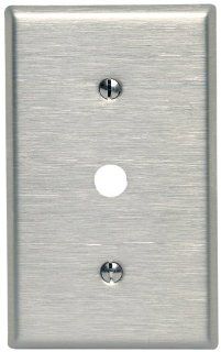Leviton 84018 40 1 Gang .406 Inch Hole Device Telephone/Cable Wallplate, Strap Mount, Stainless Steel   Switch Plates  