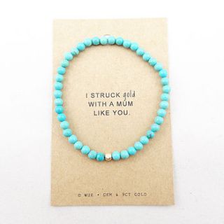 struck gold turquoise bracelet for mum by wue
