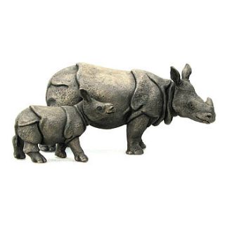 rhino mother and calf by suzie marsh sculpture