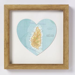 st lucia map heart print by bombus off the peg
