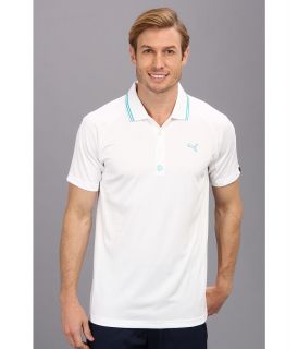 PUMA Golf Color Blocked Golf Jacquard Polo Mens Short Sleeve Knit (White)